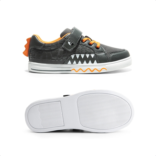 Boys' Lightweight Dinosaur Sneakers - GREY ORANGE - 4
